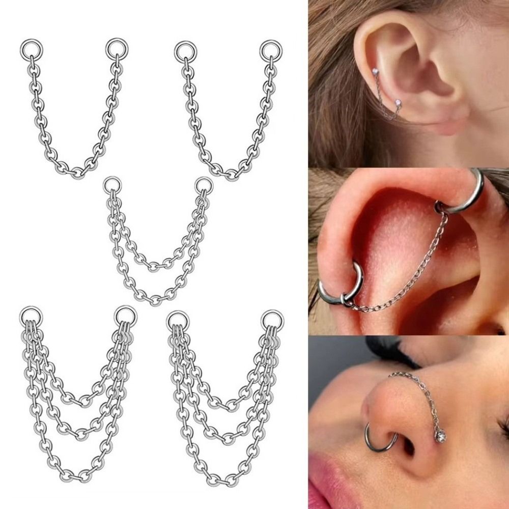 Body Jewelry Nose - Titanium Nose Chain Three Layer Chain