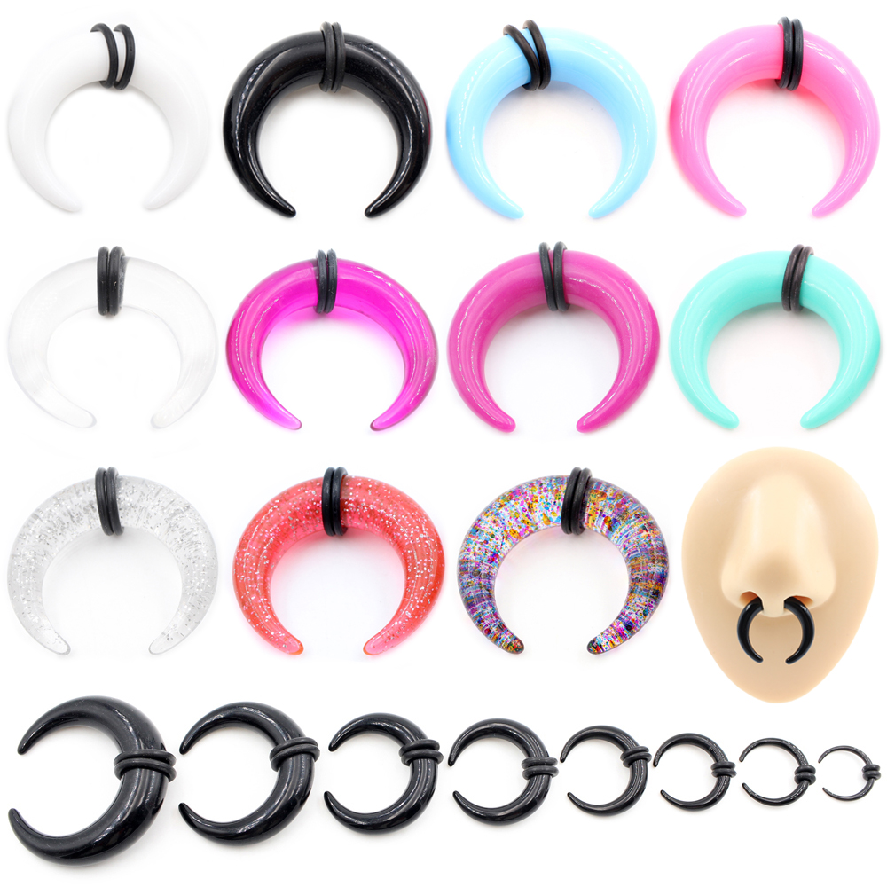 Septum Clicker Ring - 2pcs Acrylic C Sahpe Buffalo Horn
