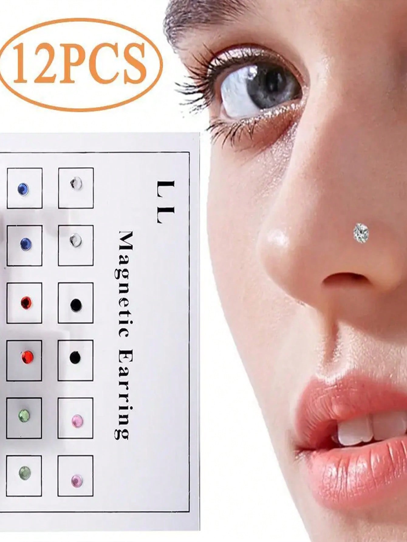Body Jewelry Nose - 12PCS/Card Crystal Magnetic Stud Earrings Magnet