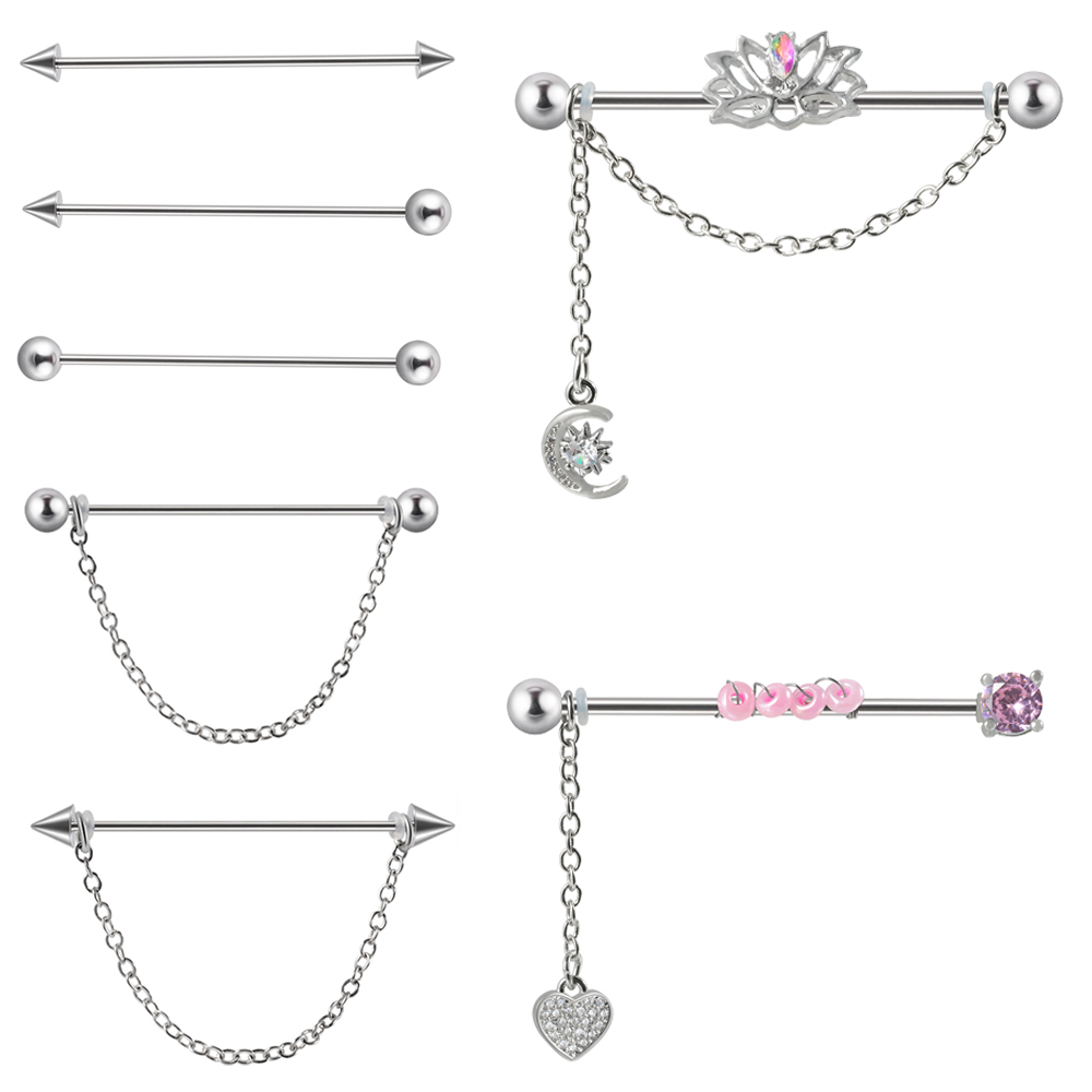 1PC 14G 1.6*38mm CZ Industrial – Body Jewelry Industrial recenzja i cena
