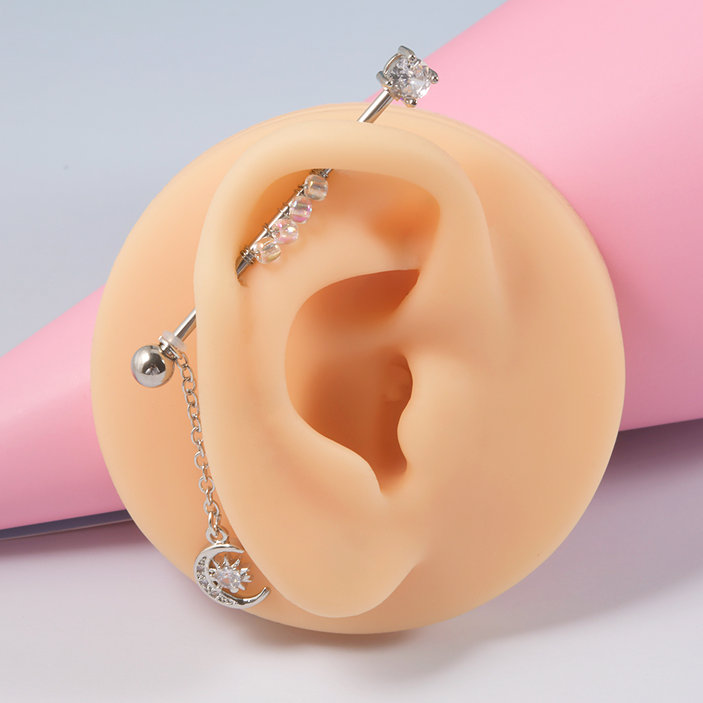 1PC 14G 1.6*38mm CZ Industrial – Body Jewelry Industrial recenzja i cena