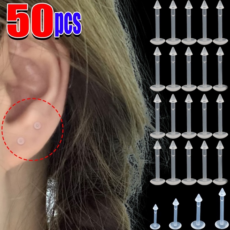 10-50Pcs Transparent Lip Studs – Body Jewelry Nose recenzja i cena