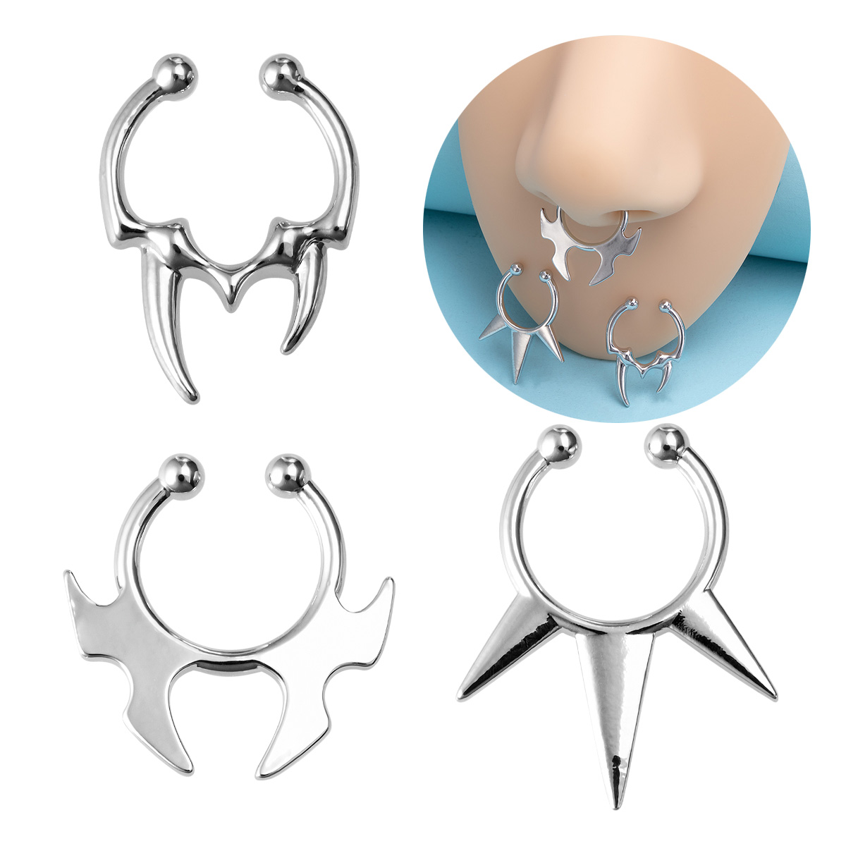 1-3pcs Fake Clip on Nose Rings – Body Jewelry Implants recenzja i cena