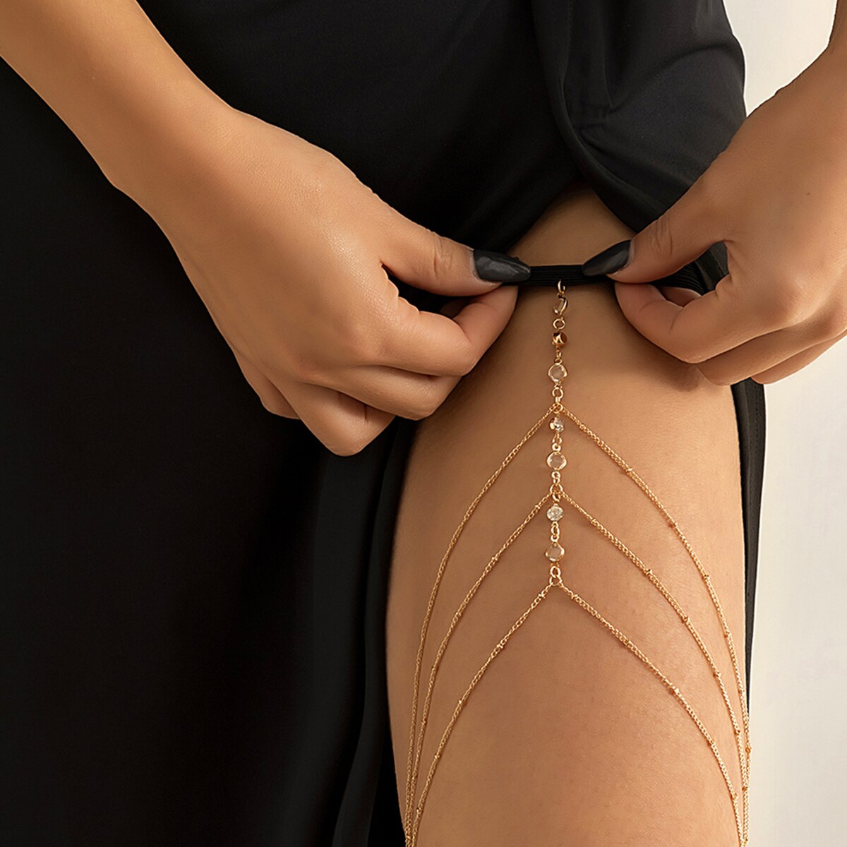 Boho Elastic Band Crystal Leg  – Body Jewelry Leg Chain recenzja i cena