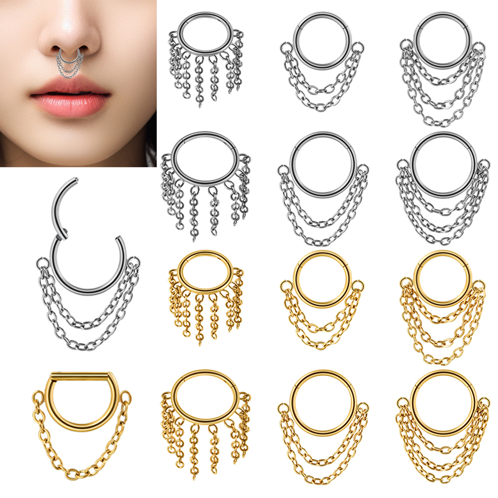 1pcs Surgical Steel Chain Dang – Septum Clicker Ring recenzja i cena