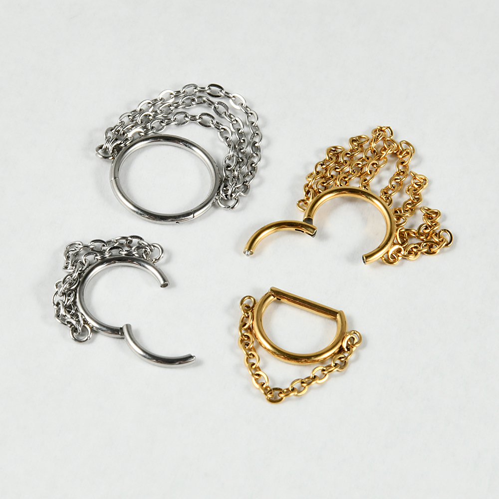 1pcs Surgical Steel Chain Dang – Septum Clicker Ring recenzja i cena