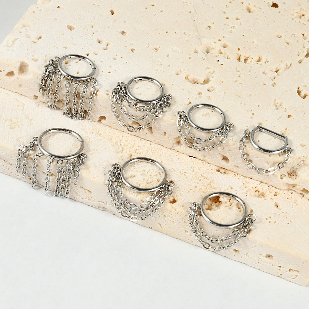 1pcs Surgical Steel Chain Dang – Septum Clicker Ring recenzja i cena