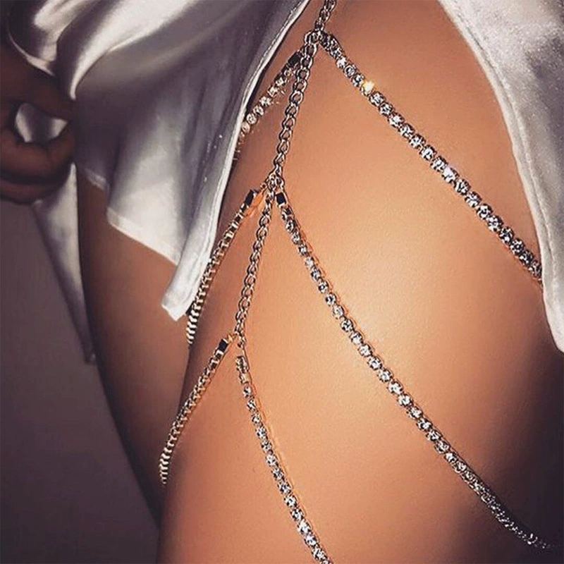 Boho Elastic Band Crystal Leg  – Body Jewelry Leg Chain recenzja i cena