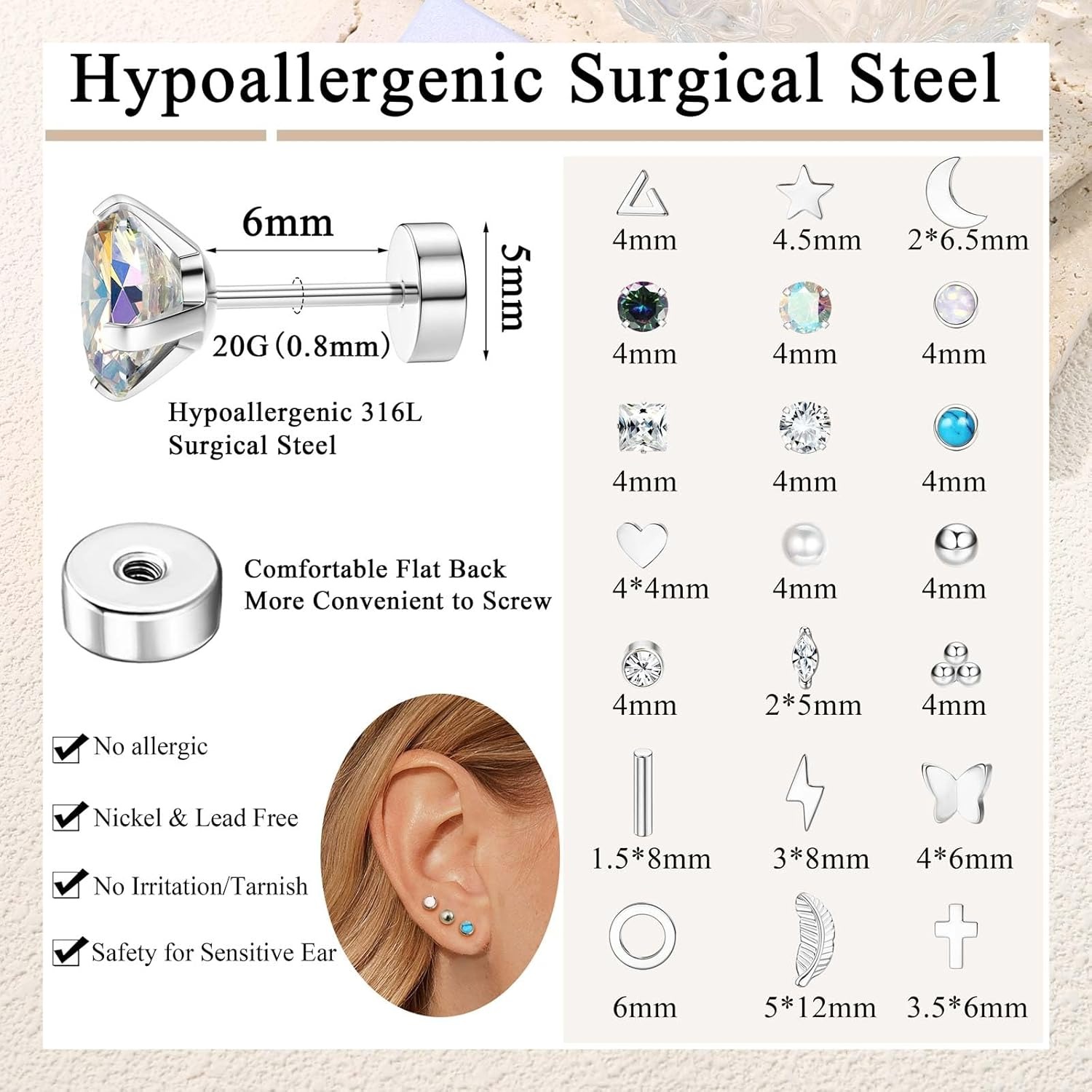 Florideco 1Pair Hypoallergenic – Body Jewelry Hypoallergenic recenzja i cena