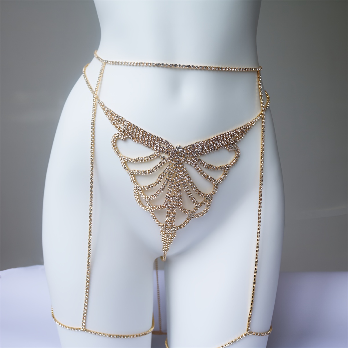 Multi layer rhinestone sparkli – Body Jewelry Leg Chain recenzja i cena