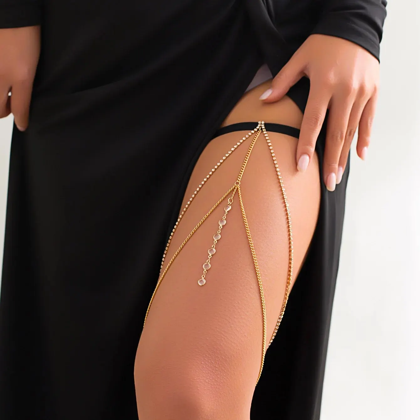 Sexy Shiny Crystal Multilayer  – Body Jewelry Leg Chain recenzja i cena