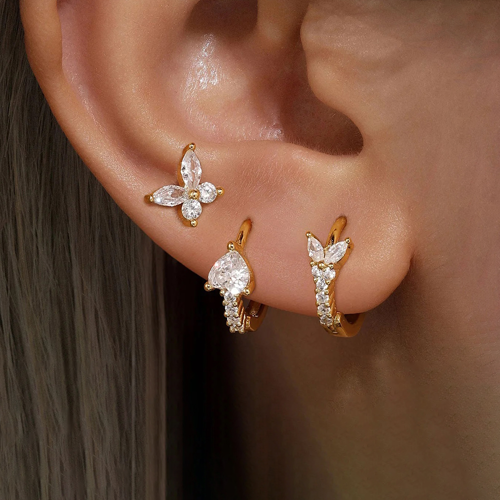 3PCS Gold Plated Zircon Butter – Body Jewelry Hypoallergenic recenzja i cena