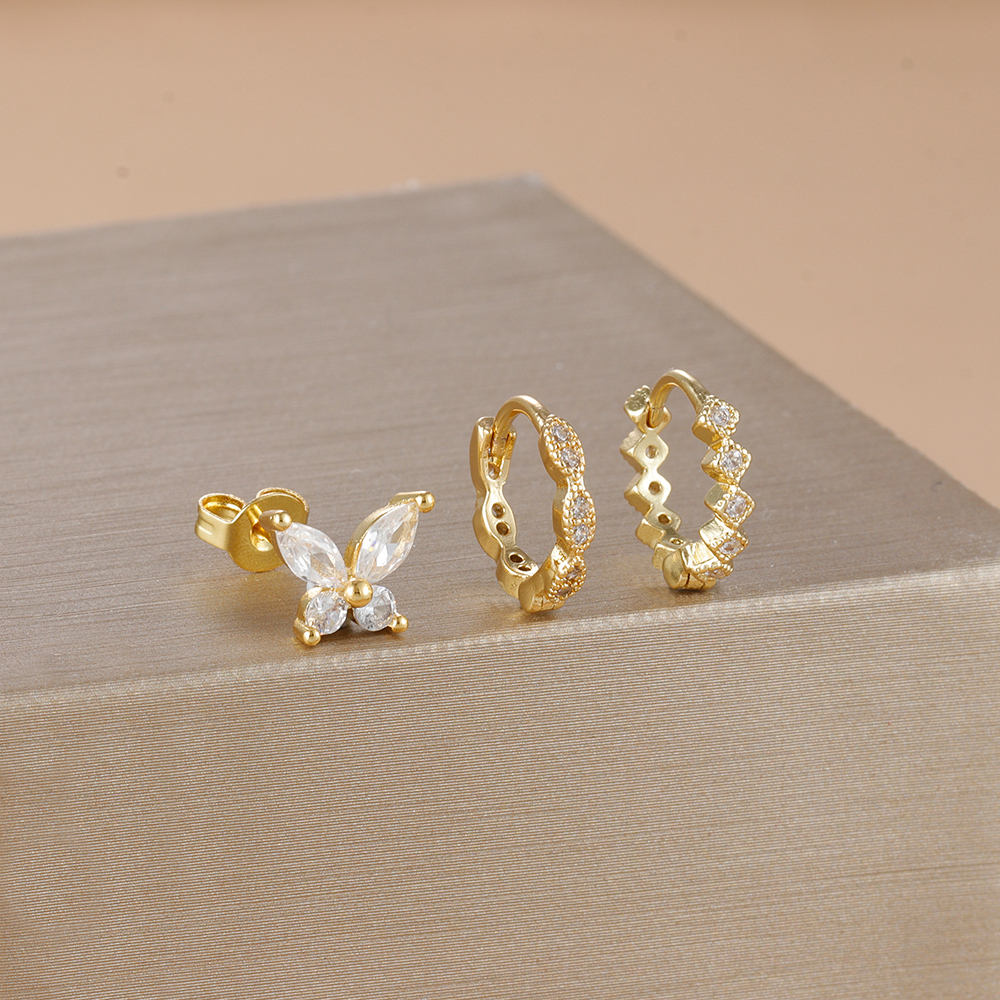 3PCS Gold Plated Zircon Butter – Body Jewelry Hypoallergenic recenzja i cena