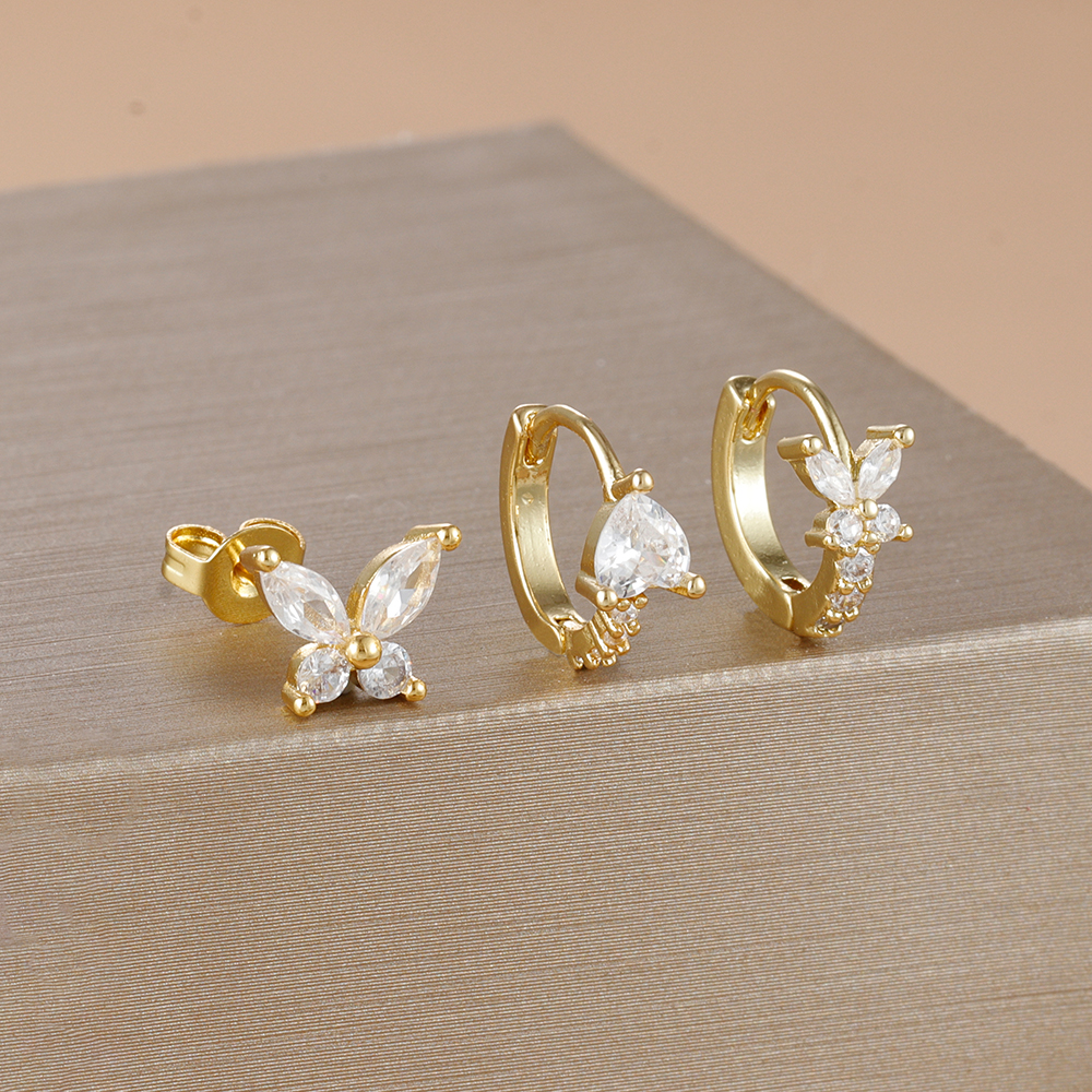 3PCS Gold Plated Zircon Butter – Body Jewelry Hypoallergenic recenzja i cena