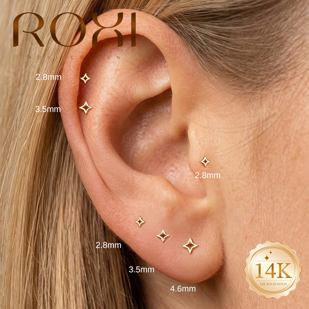 ROXI 1PC 5/6/8mm 14K Solid Gol – Body Jewelry Hypoallergenic recenzja i cena